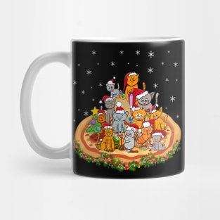 Santa Kitten Cat Pizza Santa Hat Christmas Cat Lover Mug